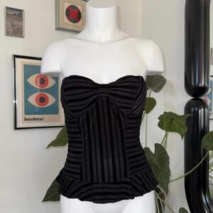 Vintage Charlotte Russe Corset Black Striped Top in Medium